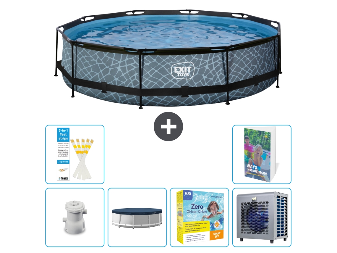 Exit-toys Piscina Exit Redonda - Efeito Pedra - 360x76 Cm - 7-peças S258