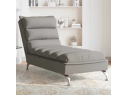 Vidaxl Chaise Lounge Massagem C/ Almofadões Tecido Cinza-acastanhado