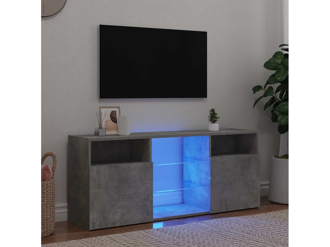 Vidaxl Móvel De Tv Com Luzes Led 120x30x50 Cm Cinzento Cimento