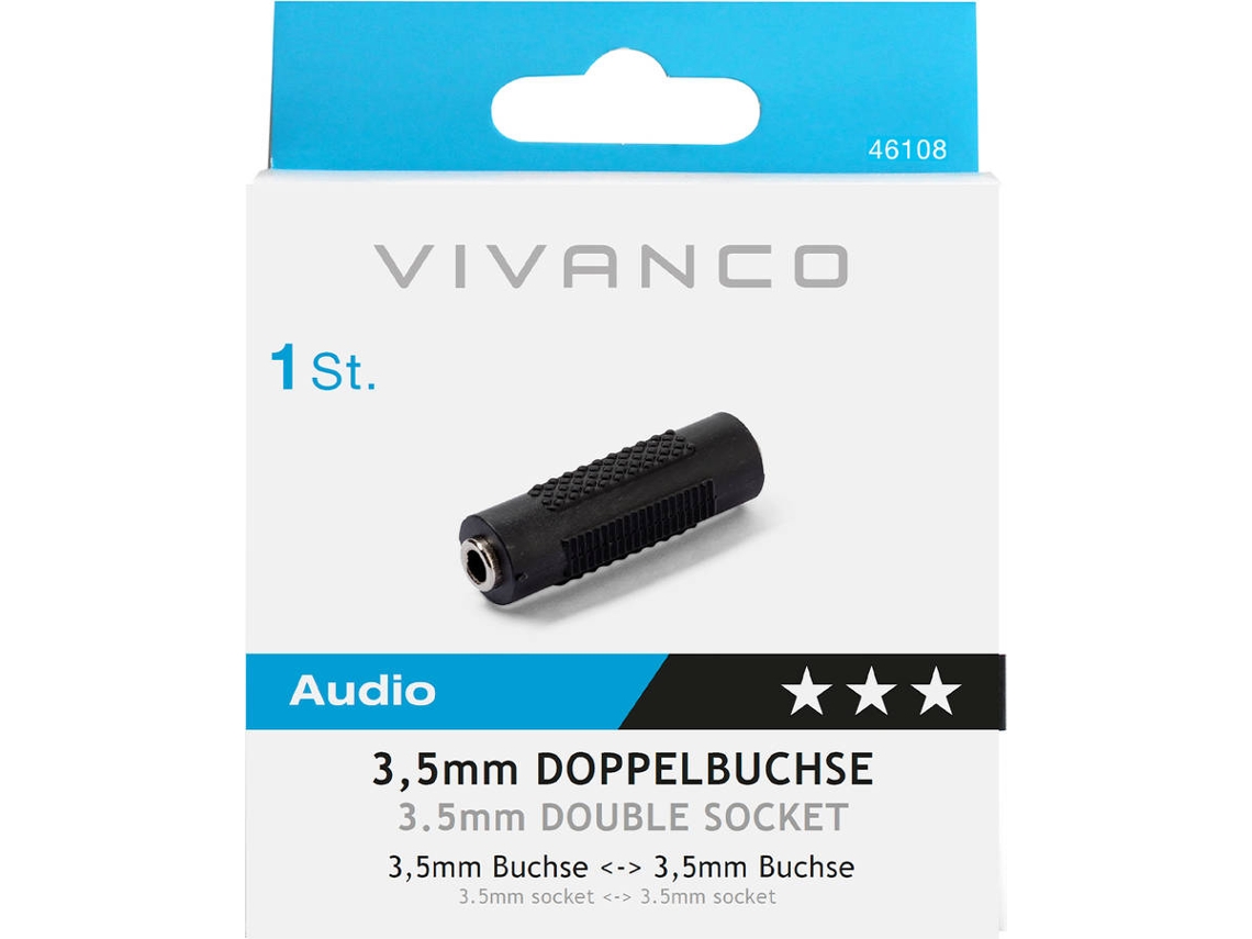 Adaptador Audio VIVANCO JACK 3.5 (Preto)