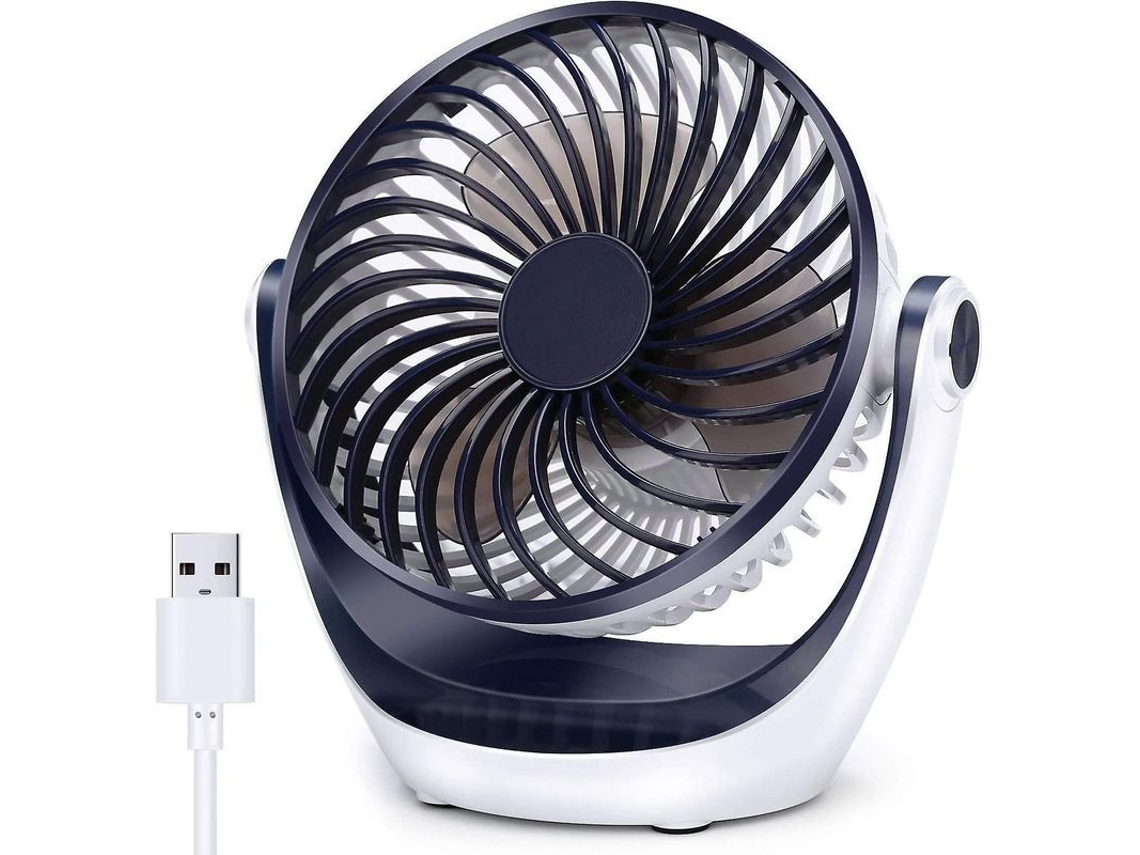 Ventilador de mesa pequeno YURU com vento forte, operação silenciosa, portátil, cabeça giratória 360°