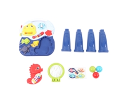 Walshlxq mesa de Aprendizagem para Bebês com Tema Oceânico, Habilidades Motoras Finas, Pareamento de Formas e Música Azul