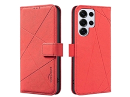 Capa De Couro Para Celular Com Padrão Geométrico Rfid