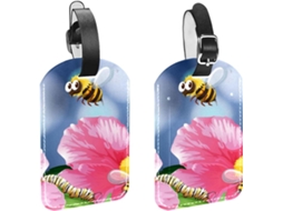 Conjunto De 2 Etiquetas Malas Viagem Masculinas Com Estampa Abelha Voando No Jardim Material Em Pu Etiqueta Bagagem