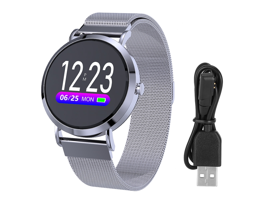 Pulseira Inteligente Esportiva Cv08c: Monitoramento Cardíaco, Sono, À Prova D'água, Moldura Aço Prata. EOOCOO