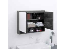 Vidaxl Armário Espelhado P/ Casa Banho 80x15x60cm Mdf Cinza Brilhante