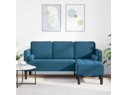 Vidaxl Conjunto De Sofás Com Almofada Azul Poliéster