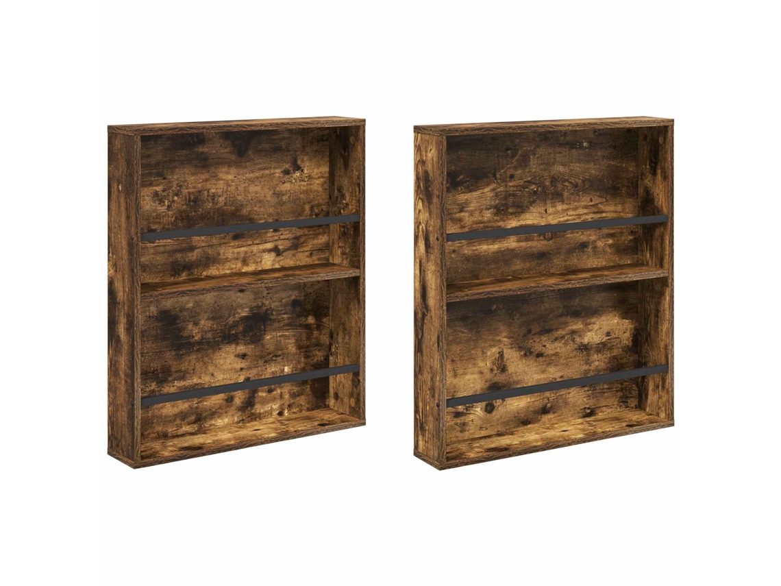 Estante de Revistas 2 Pcs Carvalho Defumado 60 X 12 X 70 Cm VIDAXL