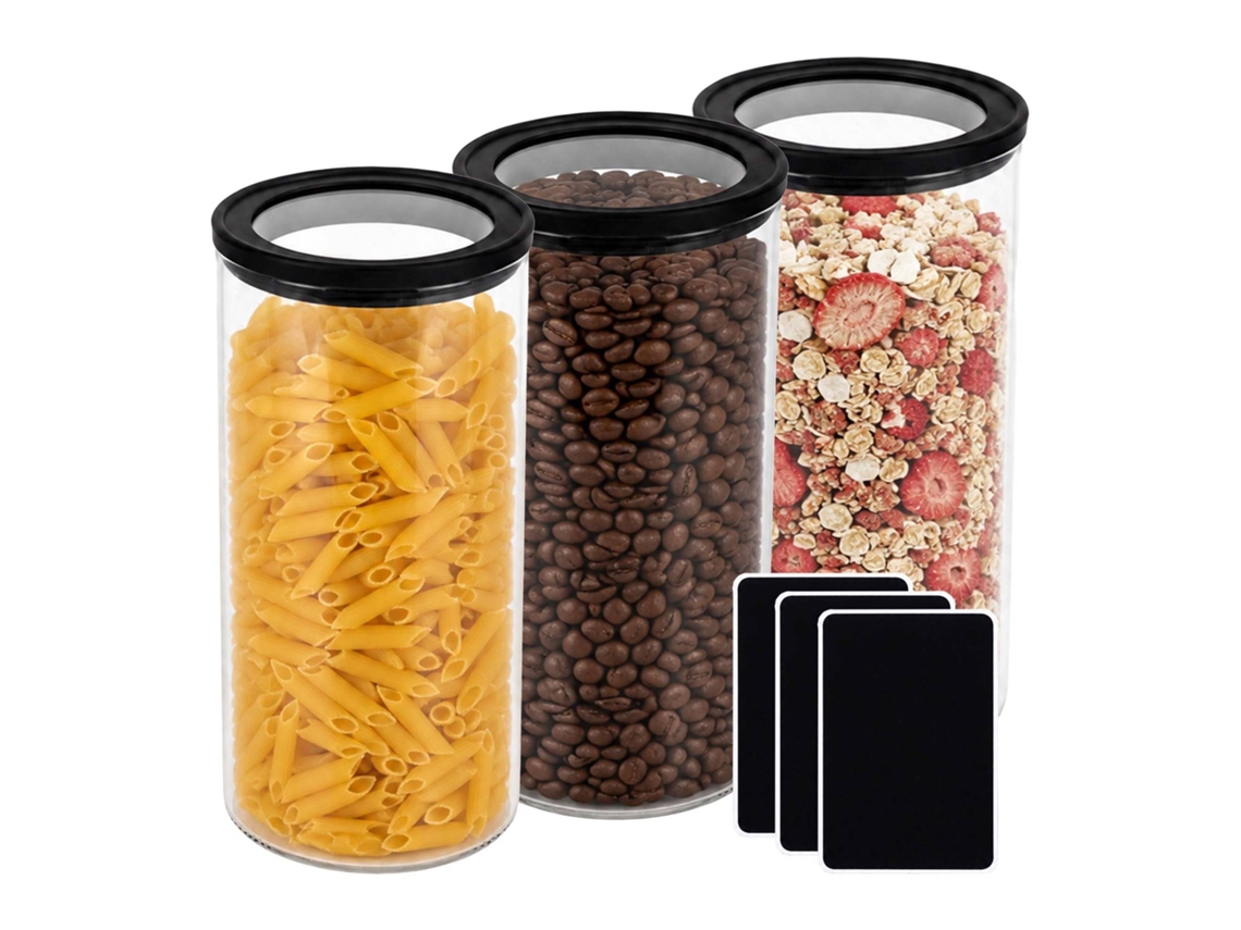 Conjunto Com 3 Potes De Vidro Com Tampas Herméticas De Silicone