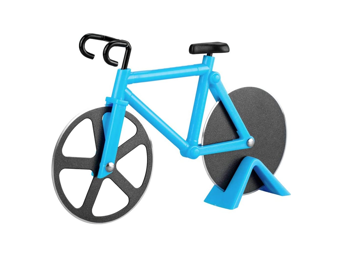 Ferramenta Cortador de Pizza em Forma Bicicleta Antiaderente Caixa Cor Azul Roda UISAVE