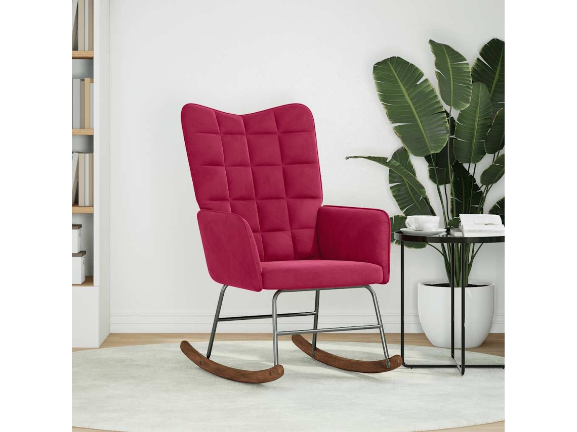 Vidaxl Cadeira De Baloiço Veludo Vermelho Tinto