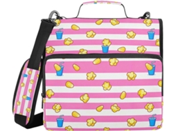 Pasta Organizadora Com Estampa De Pipoca E Bebida, Alça De Ombro E Mão, Vários Bolsos De 3, 8cm, Organizador De