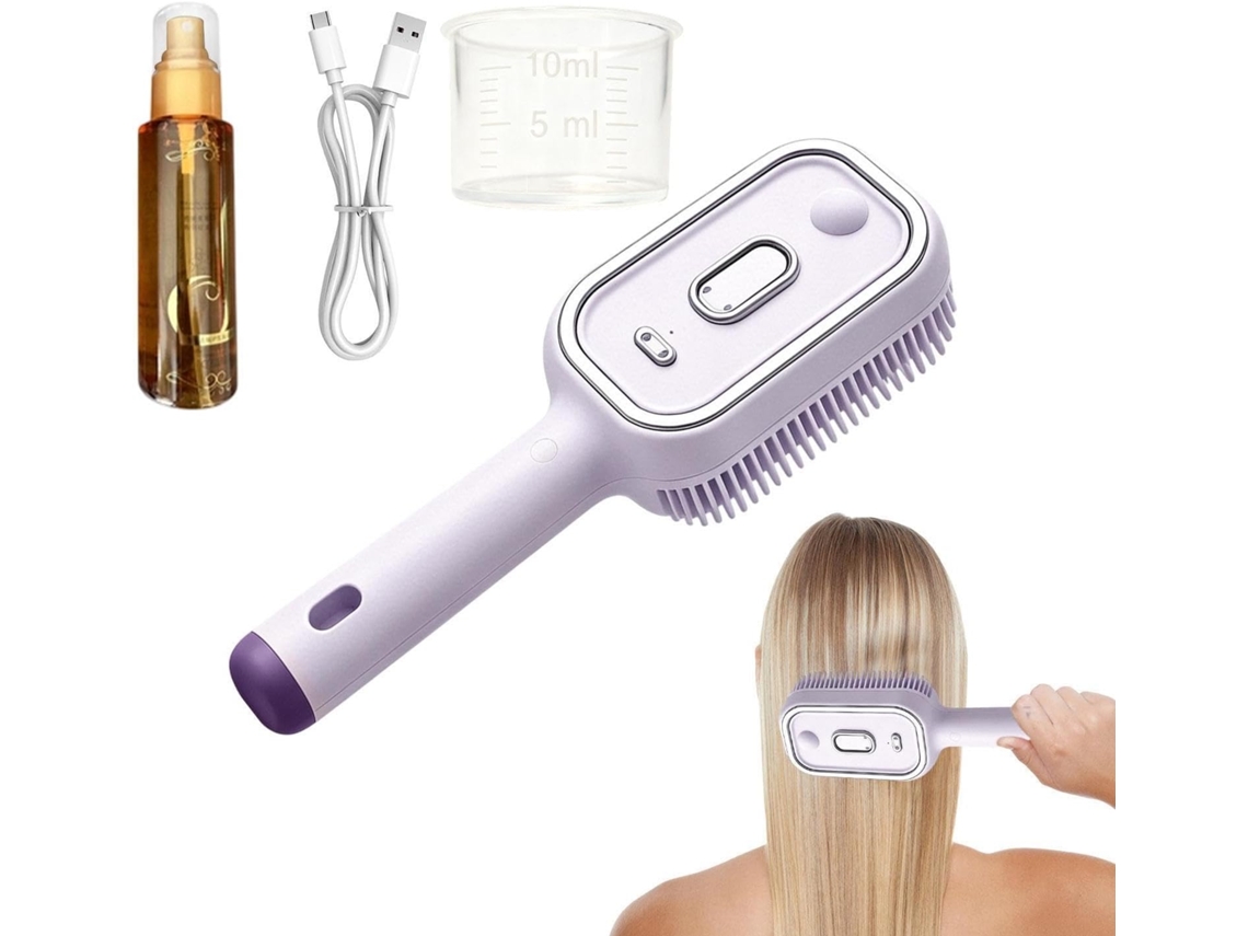 Escova De Cabelo Com Borrifador Água Pente Massageador Couro Cabeludo Sem Fio Elétrica Névoa Para Banheiro, Quarto, Sala