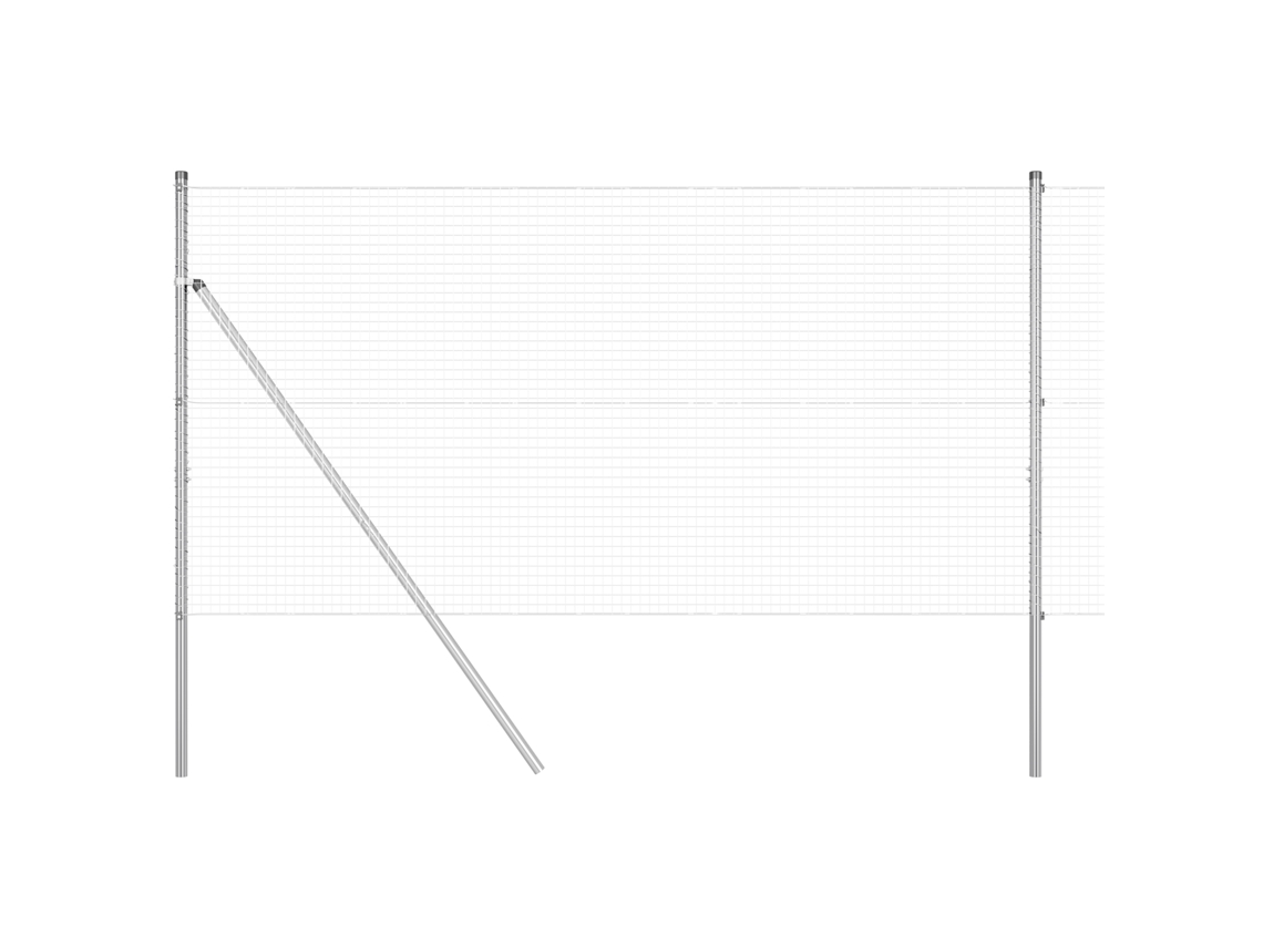 Conjunto 1 Poste De Cerca Vidaxl Prateado Aço (50 X 1,4 M)