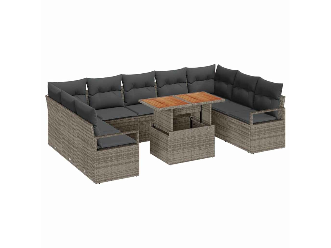 Maison Exclusive - Conjunto De Sofá De Jardim Com Almofada 10 Pcs Cinza E Marrom