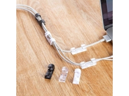 Yuru agarrador de Cabos Preto 64 Peças, Suporte com Base Adesiva, Conjunto de Fixadores para Mesa, Cabos de Energia