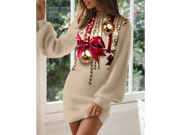 Roupas de Natal Slim Fit Que Abraçam O Quadril Vestido de Manga Lanterna L