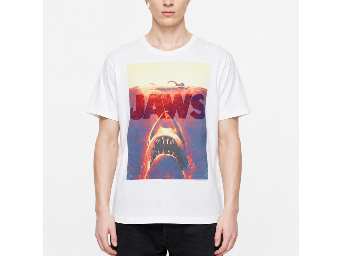 Rockinstone Jaws Movie Wrecktangle White Adult T-shirt Size:xl