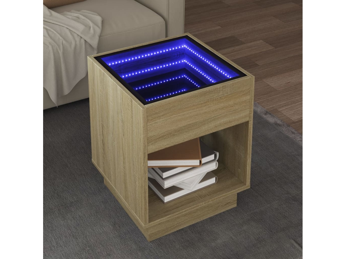 Vidaxl Mesa De Centro Luzes Led Infinity 40x40x50 Cm Carvalho Sonoma