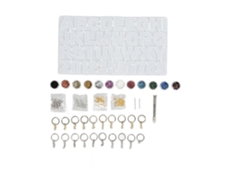 Conjunto de moldes de silicone faça você mesmo, pregos de chifre, anéis redondos, lantejoulas coloridas, kit de chaveiro para fazer joias, pingentes, brincos, chaveiros