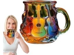 Caneca De Guitarra Impressa Em 3d, Caneca De Vidro Com Design Musical 3d.