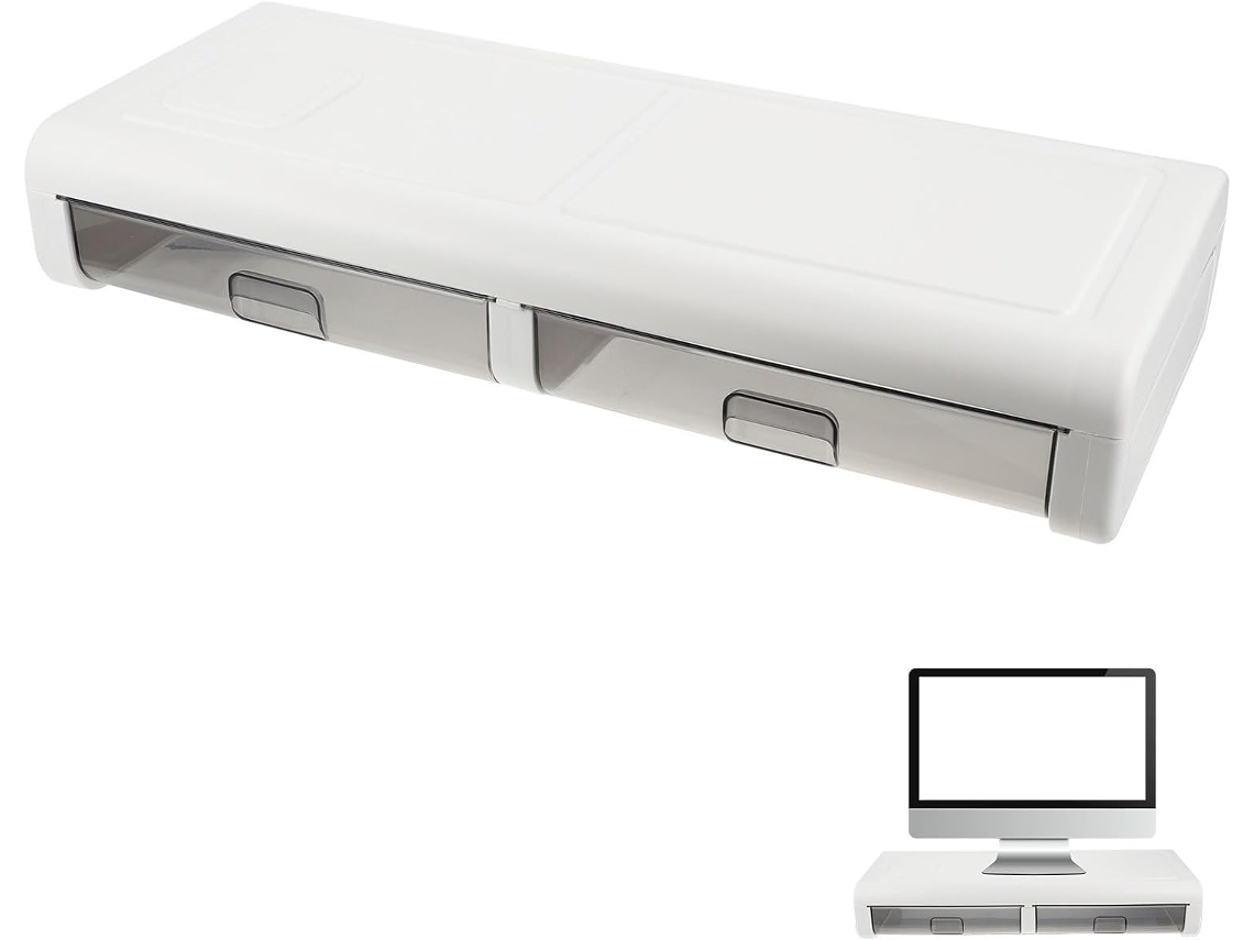 Suporte para Monitor Amosfun com Gaveta de Plástico Preta, Resistente a Deformações, Ideal Casa e Escritório,