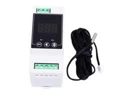 Termostato Digital De Controle De Temperatura Com Relés Para Aquecimento E Resfriamento Trilho De Guia Probe Cilíndrica 2m Ac100-240v