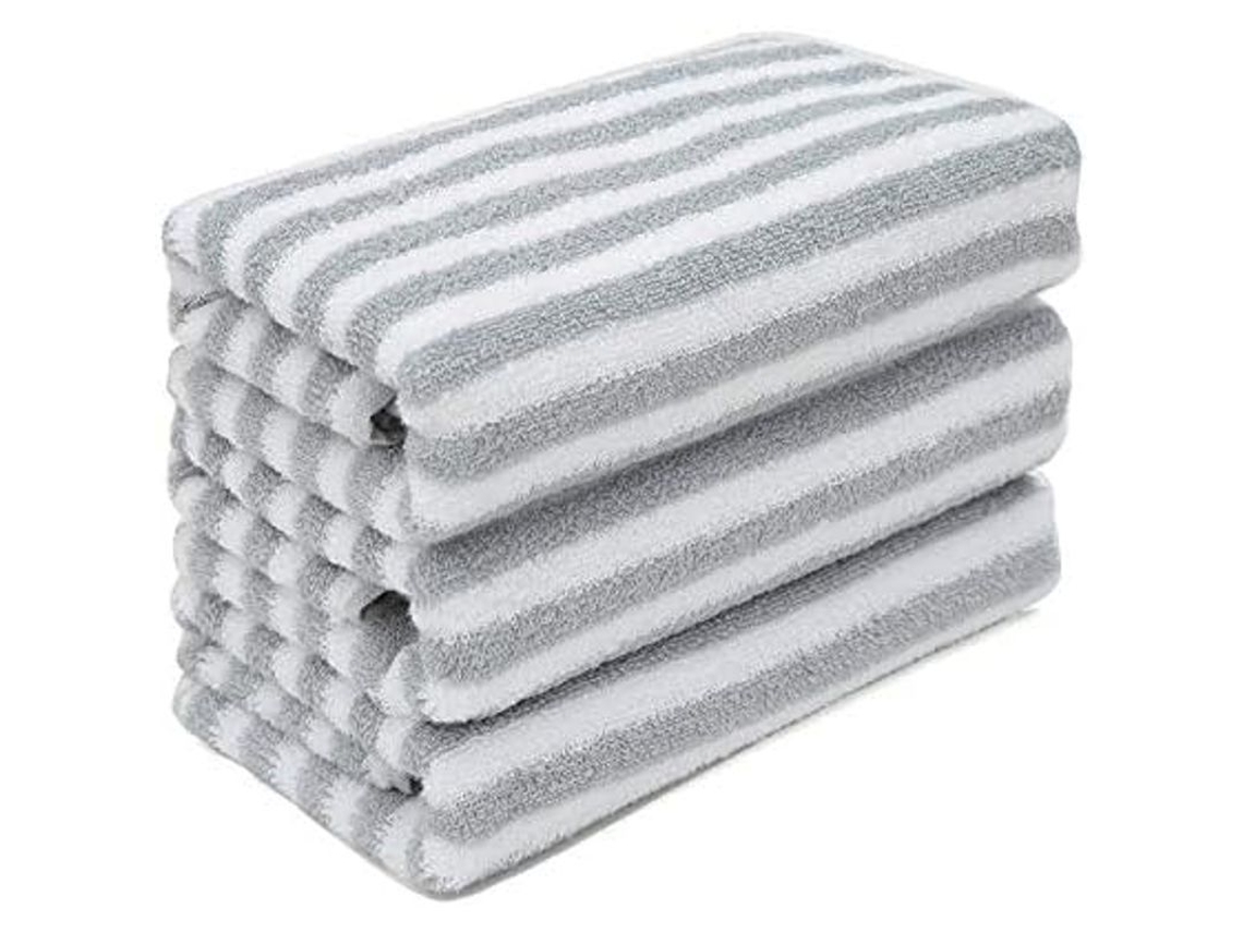 Nova Line toalhas de Mão Cinza Listrada de Algodão Super Macia Altamente Absorvente 3 Peças 34x74cm