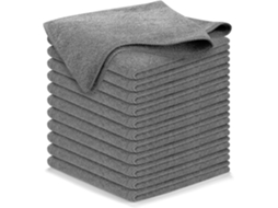Cinza - 12 Peças (40 X 40 Cm) Alto Desempenho - 1200 Lavagens, Tecido Ultra-absorvente Que Retém A Sujeira