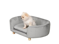 Sofá para cães pequenos, com pés de madeira, almofada removível, capa lavável, cinza claro, 86x55x33cm | S/MARCA