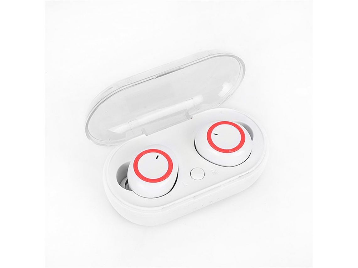 Auriculares Bluetooth True Wireless Compatível com 5.0 Sem Fiéreo com Cancelamento de Ruído À Prova D'Água com Estojo de Carregamento Branco Vermelho