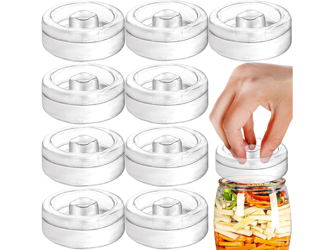 Conjunto De 9 Pesos De Vidro Para Fermentação Com Alças De Fácil Manuseio, Medindo 7 X 7 X 2,5 Cm, Potes De Conserva Com Abertura Larga