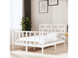 Estrutura De Cama 140x190 Cm Madeira De Pinho Maciça Branco