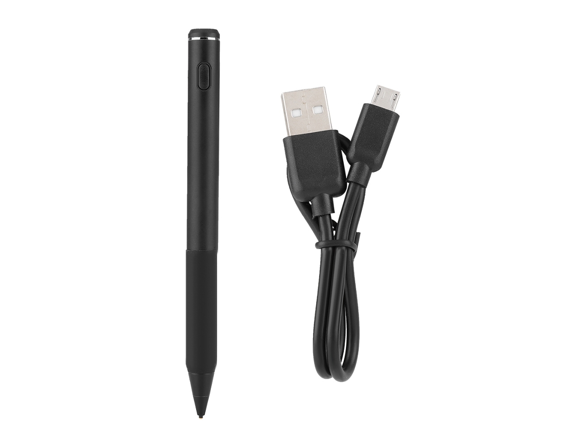 Caneta Estilográfica A19, Ponta Fina Capacitiva Ativa Para Celular E Tablet, Preta.