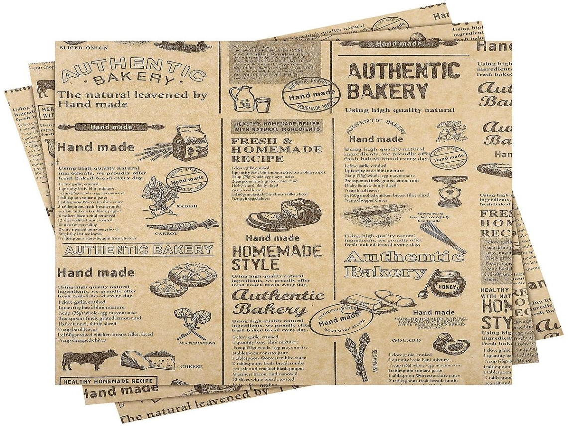 Papel Lurelia Para Fritadeira Air, 50 Folhas, Papel Kraft, Castanho