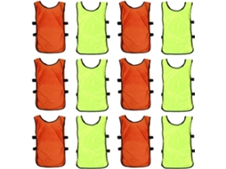 Colete De Treino Para Futebol E Basquete, Pacote Com 12 Unidades, Sem Mangas, Nas Cores Laranja E Verde Fluorescente.
