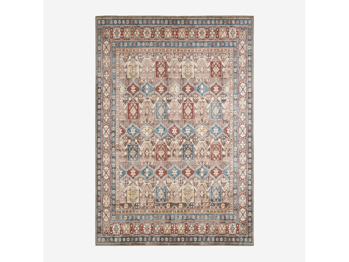 Tapete Interior Com Padrão Oriental Multicolorido