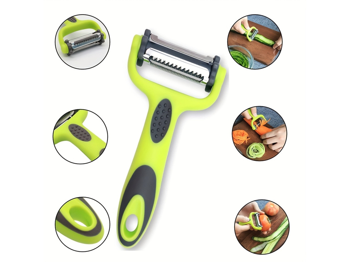 Descascador Rotativo 3 em 1 em Aço Inoxidável , Utensílio de Cozinha Ecológico MDUG (verde acinzentado)
