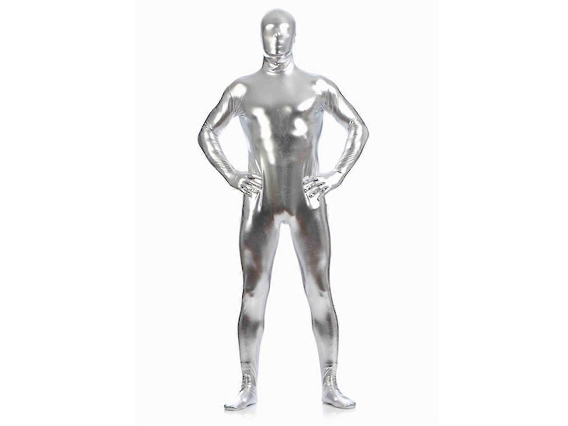 Traje de Spandex Zentai Negro Metalizado para Hombre Disfraz de Halloween Carnaval Escenario