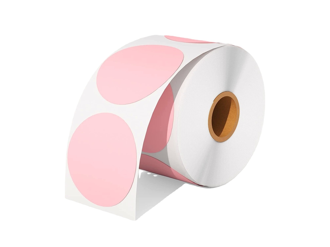 Conjunto De 2 Etiquetas Térmicas Circulares Rosa, Rosa Slowmoose