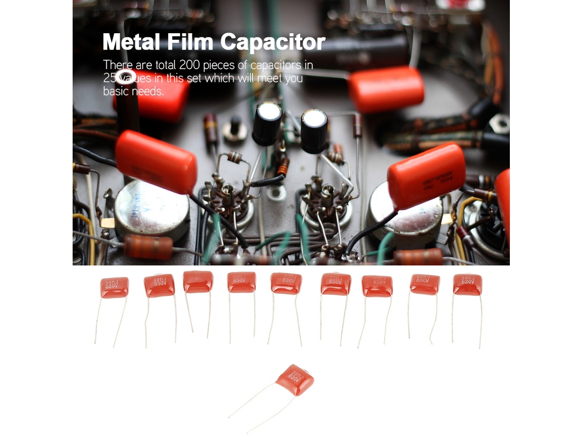 Conjunto De Capacitores De Filme Metálico Laxiscreed Com 25 Valores E Resistência Até 630v
