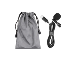 Microfone Lavalier Omni Direcional Condensador Tipo C Para Gravação De Vídeo Preto