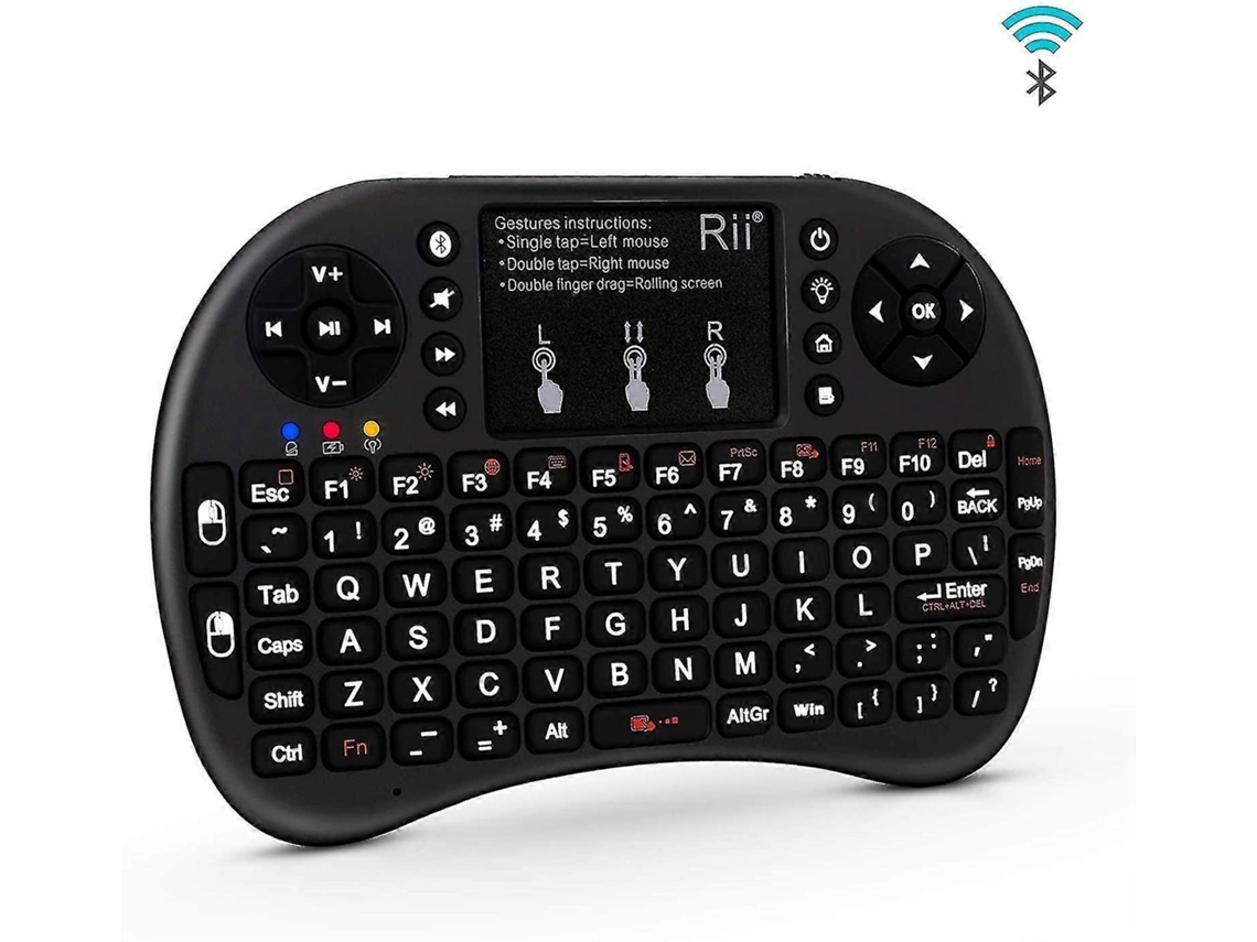 Mini Teclado Bluetooth Com Touchpad E Teclado Qwerty, Fundo Preto VONKELIOS