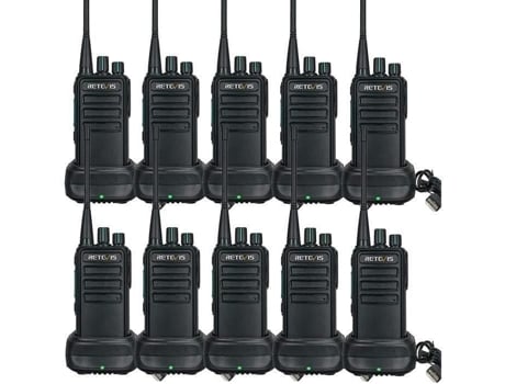 Rb629 Talkie Walkie Recarregável, Pmr446 Sem Licença Com Função De Clonagem Sem Fio Vox, Alarme De Emergência Retevis (10 Pcs, Preto)
