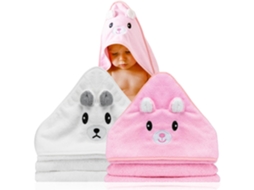 (branco Rosa 2pcs Embalado 80cmx80cm) Toalha De Banho De Bebê Com Padrão Animal