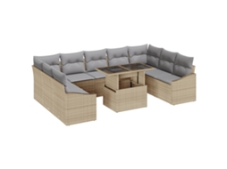 Conjunto 10 Sofás De Jardim Vidaxl Bege Vime Pe (100 X 55 X 73 Cm)