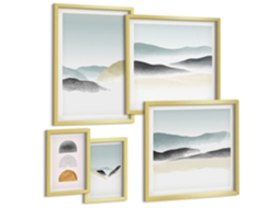 Pinturas Murais Modernas Ruas Charmosas Com Pizza Moldura Dourada Imagens Para Um Quarto Infantil Espelharte (conjunto De 5 Imagens)
