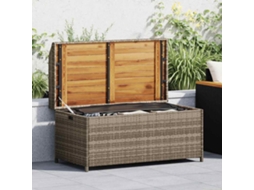 Vidaxl Banco De Arrumação 100x50x52 Cm Vime Pe E Madeira Acácia Cinza