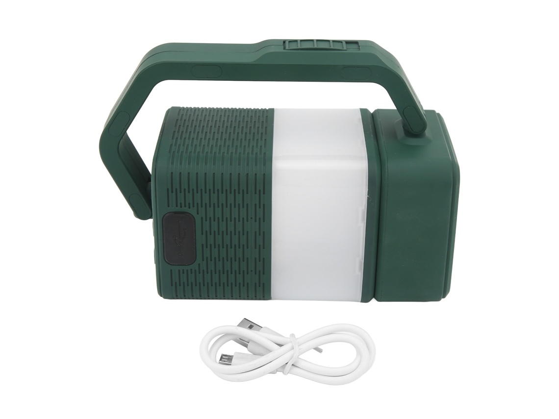 2026 lanterna Recarregável com Alto falante Bluetooth Luz Led para Campismo Exterior Emergência Noturna Verde