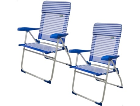 Pacote De Poupança De 2 Cadeiras De Praia Anti-Inclinação Multiposições Sicilia Com Almofada 48x62x101 cm AKTIVE